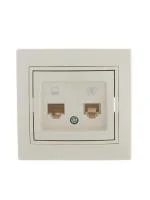 Розетка компьютерная + телефонная 2-м СП Mira RJ45 + RJ11 крем./крем.. LEZARD 701-0303-143