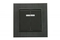 Выключатель 2-клав. с подсветкой Karea LINE STAR чер.Makel 86054023