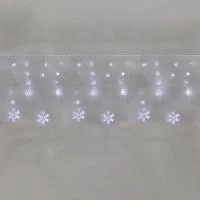 Гирлянда светодиодная "Бахрома" со снежинками 2.4х0.9м 150LED бел. 7.5Вт 230В IP20 с контроллером 8 режимов Neon-Night 255-075