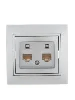 Розетка компьютерная 2-м СП Mira RJ45 сер. метал. LEZARD 701-1010-141