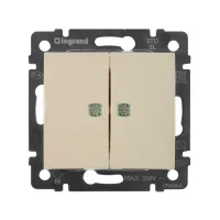 Выключатель 2-кл. СП Valena 10А IP31 250В с зел. подсветкой механизм сл. кость Leg 774328