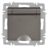 Розетка 1-м СП Accent 6-203-09 16А IP20 250В 2P+E Schuko с крышкой AL/CU титан Intro Б0063471