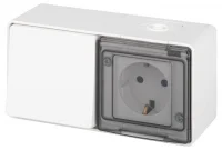 Блок розетка с выключателем Эксперт 11-7501-01 IP55 16А (10AX)-250В ОУ бел. Эра Б0063288