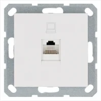 Розетка компьютерная 1-м RJ45 IP20 кат. 5E механизм бел. глянцевый Jasmart G6105W