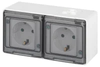 Розетка Эксперт 11-2504-01 2х2P+E гориз. IP55 шторки 16А-250В ОУ бел. Эра Б0063262