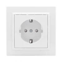 Розетка 1-м СП Минск 16А IP20 с заземл. защ. шторки бел. Basic EKF ERR16-028-100