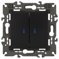 Выключатель 2-кл. СП Elegance 14-1105-05 10А IP20 250В 10AX с подсветкой механизм антрацит Эра Б0034241