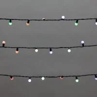 Гирлянда светодиодная "Мультишарики" 20м d15мм 200LED мульти (RG/RB) 11Вт 230В IP44 мигание провод зел. Neon-Night 303-609