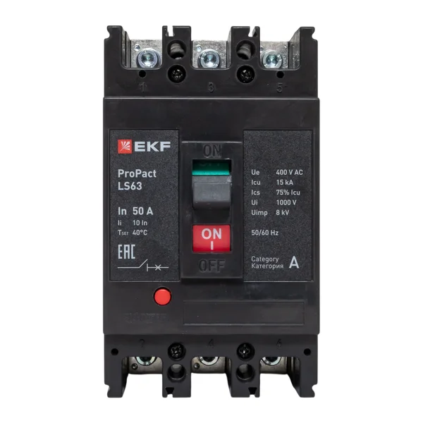 Выключатель автоматический 3п 50А 15кА LS63 ProPact EKF mccb-63-15-3-50-ls