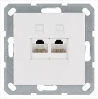 Розетка компьютерная 2-м RJ45 IP20 кат. 5E механизм бел. глянцевый Jasmart G6106W