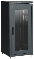 Шкаф сетевой 19дюйм LINEA N 18U 600х600мм стеклянная передняя дверь задняя металлическая черн. ITK LN05-18U66-GM