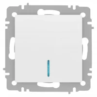Выключатель 1-кл. СП Accent 6-102-01М 10А IP20 250В с подсветкой AL/CU бел. матов. Intro Б0063466