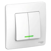 Выключатель 2-кл. СП Blanca 6А IP20 (сх. 5) 250В с подсветкой бел. SE BLNVS006511