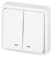 Выключатель Эксперт 11-1525-01 двойн. с подсветкой IP55 10АХ-250В СУ бел. Эра Б0063304