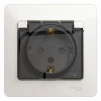 Розетка 1-м СП Glossa 16А IP44 с заземл. защ. шторки с крышкой в сборе перламутр. SE GSL000648