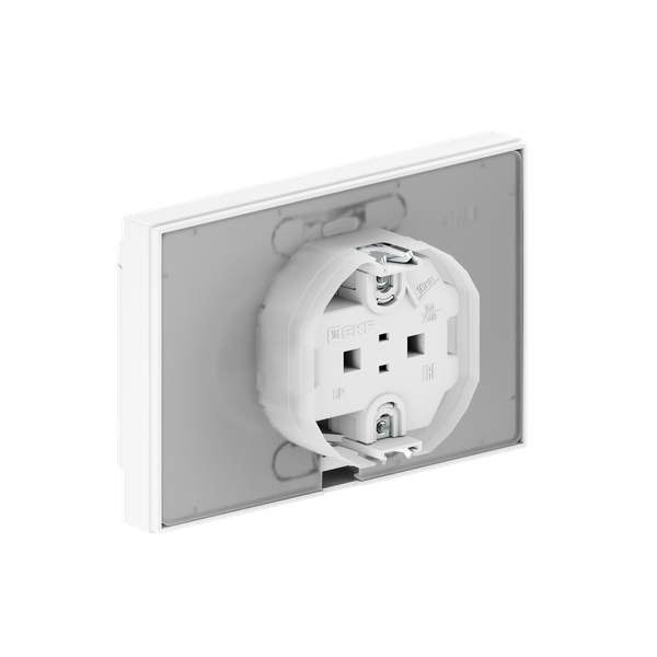 Розетка 2-м СП Эпика 16А IP44 с заземл. защ. шторки с рамкой с крышками механизм бел. EKF UP1-SOW-211-44