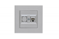 Розетка компьютерная CAT 5+гнездо Karea LINE STAR жемчуж. Makel 86100035