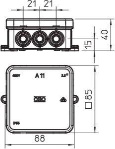 Коробка распределительная 85х85х40мм A11 HF RW без клемм. колодки OBO 2000180