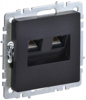 Розетка компьютерная двойн. СП RJ45 кат.5E BRITE РК10-2-БрЧ механизм черн. IEK BR-K20-1-K02