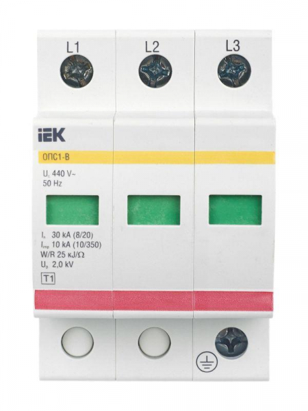 Ограничитель перенапряжения ОПС1-B 3P IEK MOP20-3-B