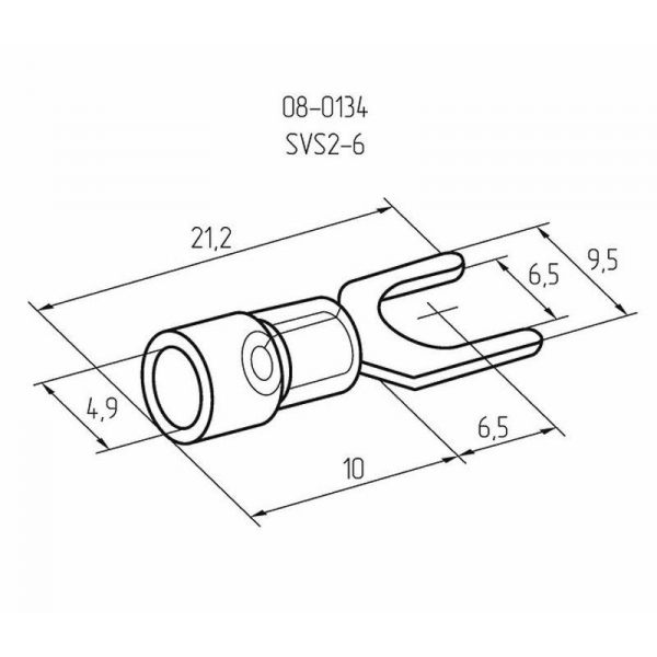 Наконечник вилочный изолир. (НВИ - 6.5мм) 1.5-2.5кв.мм (SVS2-6; VS2-6) REXANT 08-0134
