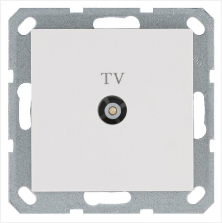 Розетка телевизионная оконечная TV Ф9.5мм механизм бел. глянцевый Jasmart G6001W