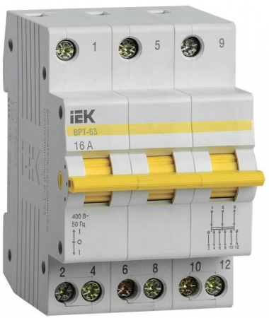 Выключатель-разъединитель трехпозиционный 3п ВРТ-63 16А IEK MPR10-3-016