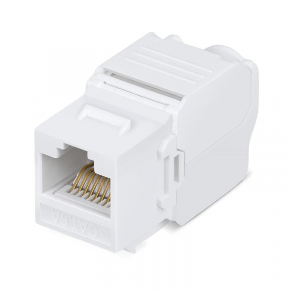 Вставка Keystone Jack RJ45 (8P8C) кат.6A KJ-RJ45-Cat.6A-180-Toolless 180град. без инструмента Toolless бел. Cabeus 7964c