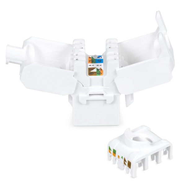 Вставка Keystone Jack RJ45 (8P8C) кат.6A KJ-RJ45-Cat.6A-180-Toolless 180град. без инструмента Toolless бел. Cabeus 7964c