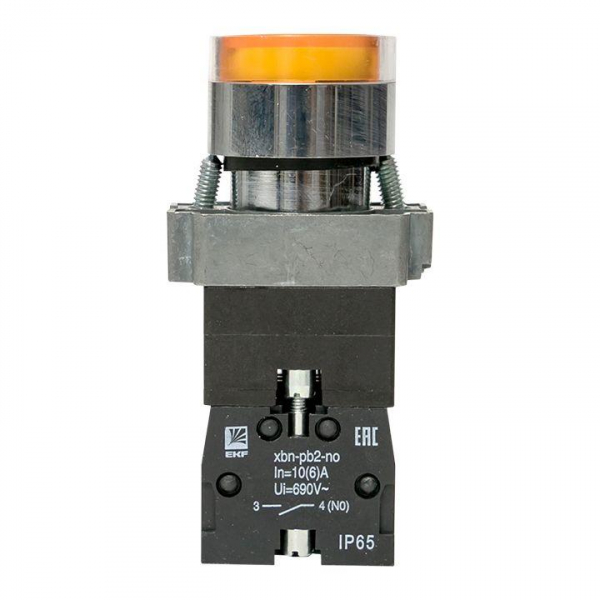 Кнопка BA51 с подсветкой 230В желт. NO IP65 PROxima EKF xb2-bw51-230-65