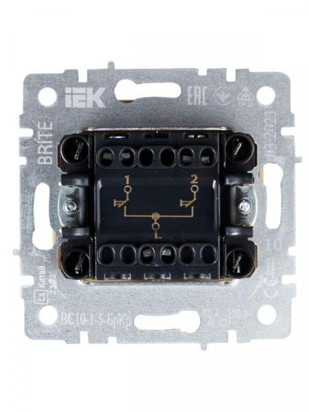 Выключатель жалюзи СП BRITE ВС10-1-5-БрКр 10А механизм беж. IEK BR-V15-0-10-K10